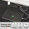 YGEOMER TV Stand with Power Outlet Black-3