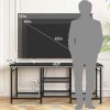 YGEOMER TV Stand with Power Outlet Black-1