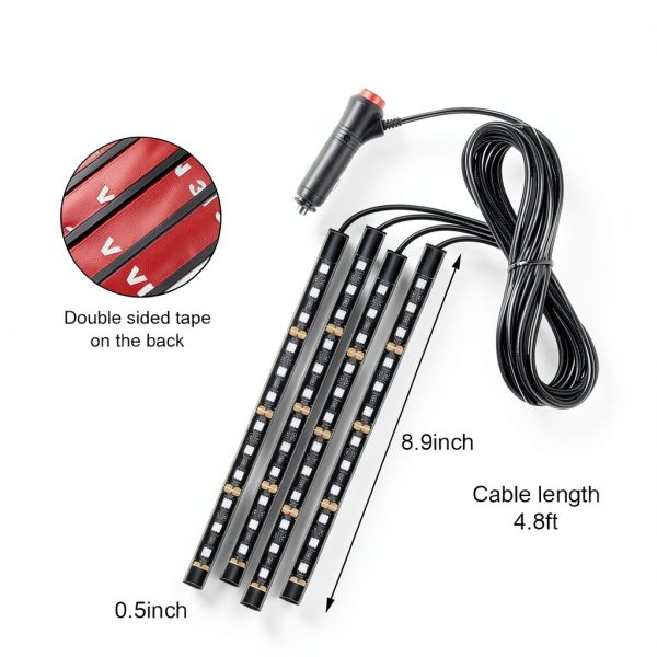 Sylvil Car LED Strip Light 48 LED USB Port Green Ambient Lighting-1