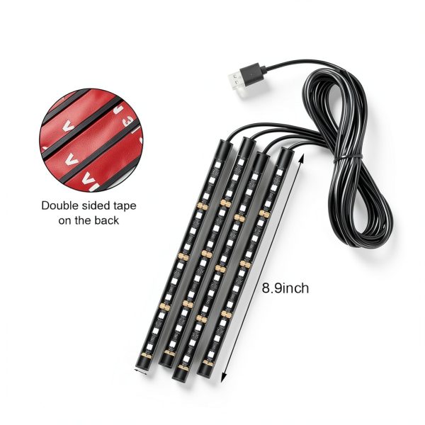 Sylvil Car LED Strip Light 48LED USB Green Waterproof-1