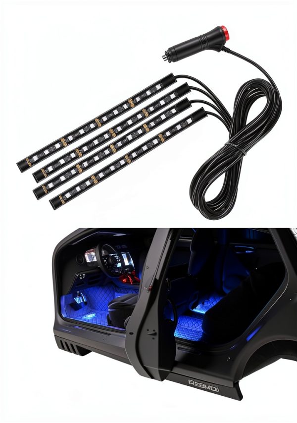 Sylvil Car LED Strip Light 48 LED USB Port Green Ambient Lighting-0